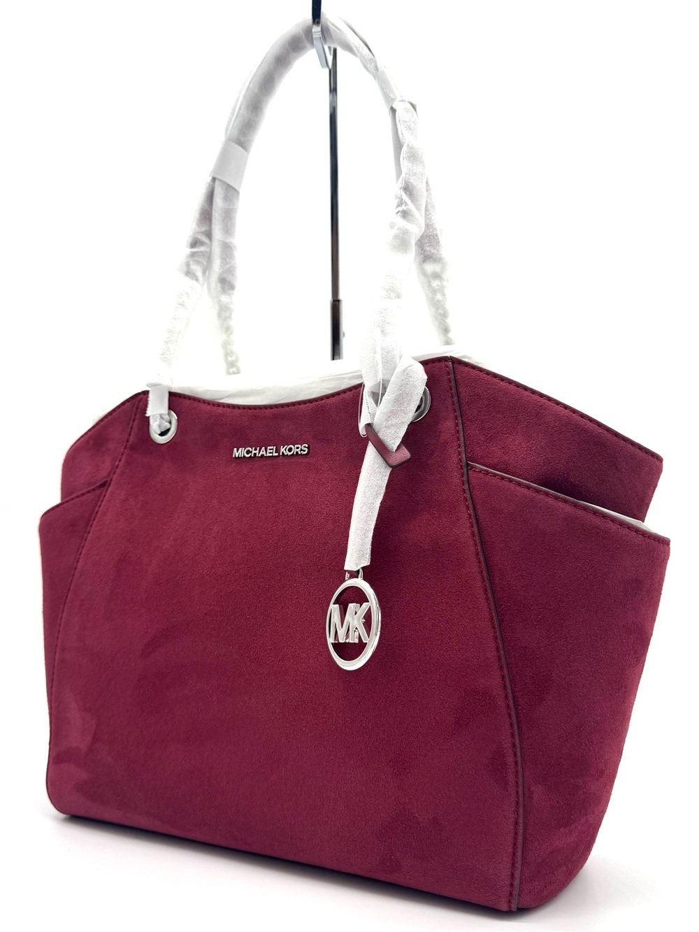 Michael Kors Jet Set Large Signature Logo Shoulder Bag - Maroon